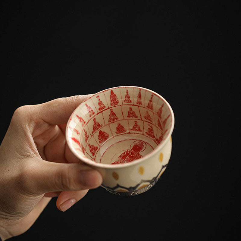 Chinesische Teetasse aus Keramik, 100 ml, Dunhuang, Tausend Buddhas