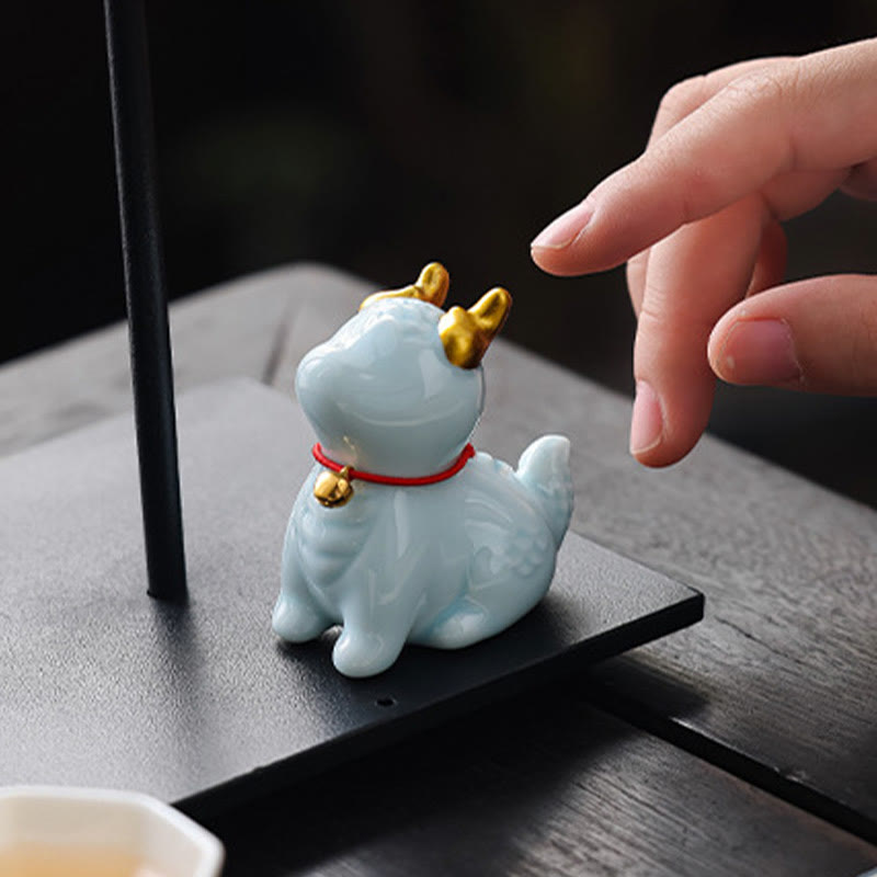 Räuchergefäß aus Keramik mit Drachenglocke für Meditation und Gleichgewicht