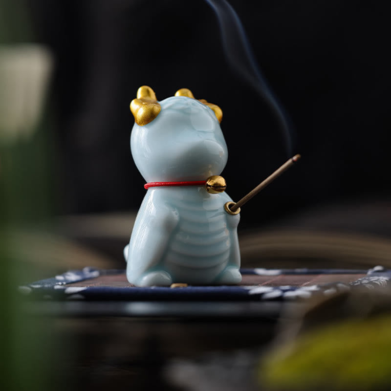 Räuchergefäß aus Keramik mit Drachenglocke für Meditation und Gleichgewicht