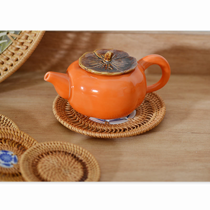 Keramik-Bechermatte aus Rattan mit Blumenmuster | 10 cm Untersetzer