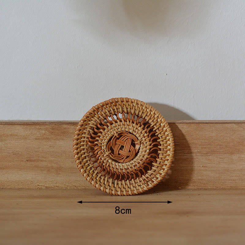 Keramik-Bechermatte aus Rattan mit Blumenmuster | 10 cm Untersetzer