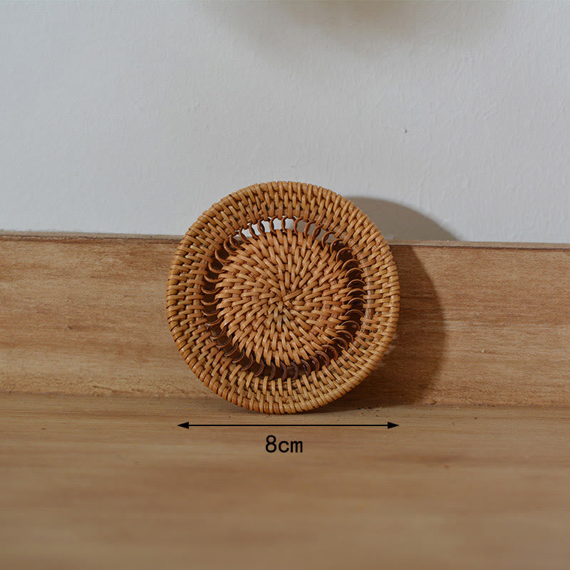 Keramik-Bechermatte aus Rattan mit Blumenmuster | 10 cm Untersetzer