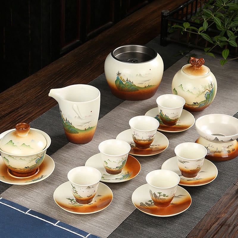 Keramik-Gaiwan-Teetasse mit Deckel | Zen-Dekor 100–130 ml