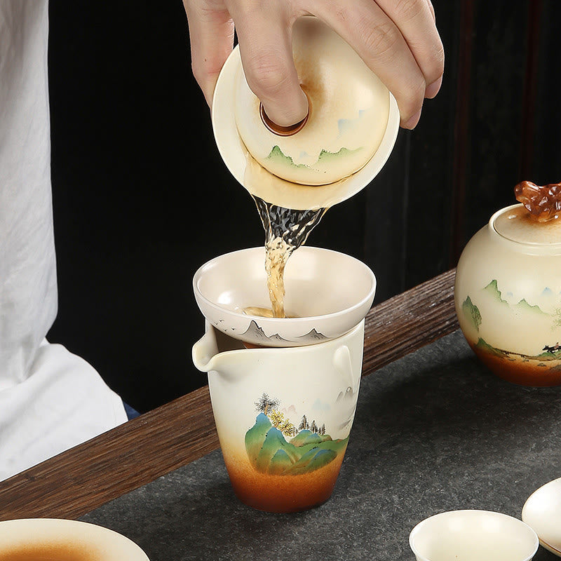 Keramik-Gaiwan-Teetasse mit Deckel | Zen-Dekor 100–130 ml