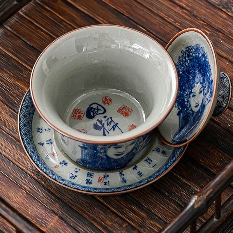 Keramik Jingdezhen Dragon Phoenix Gaiwan Teetasse 170 ml
