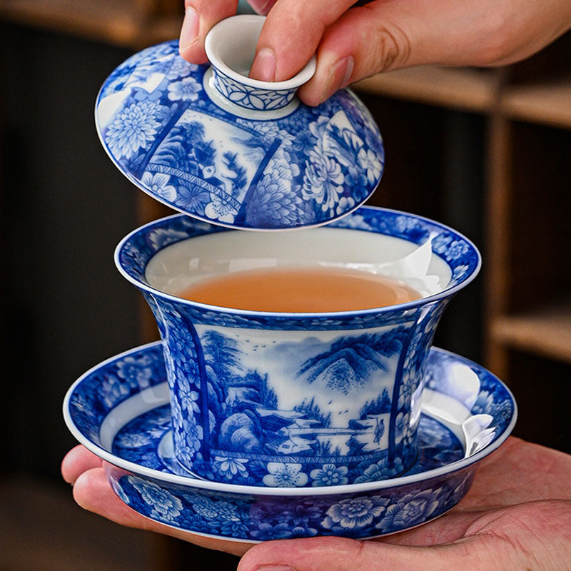 Keramik Jingdezhen Dragon Phoenix Gaiwan Teetasse 170 ml