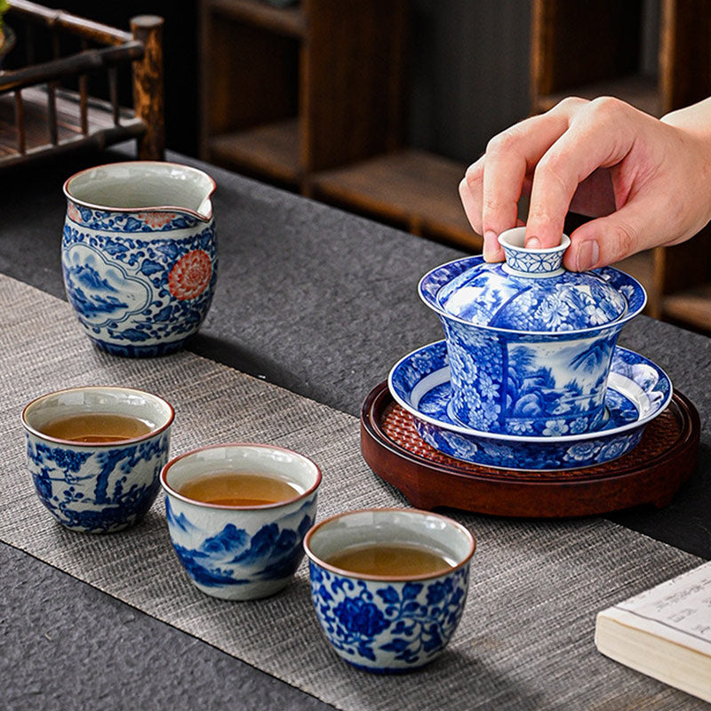 Keramik Jingdezhen Dragon Phoenix Gaiwan Teetasse 170 ml