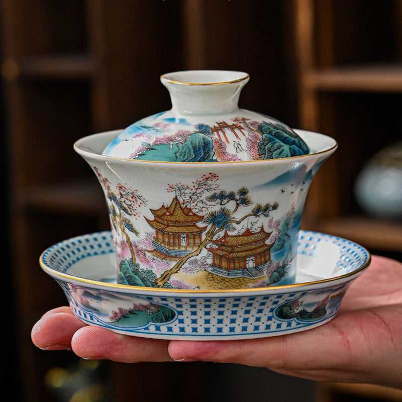 Keramik Jingdezhen Dragon Phoenix Gaiwan Teetasse 170 ml