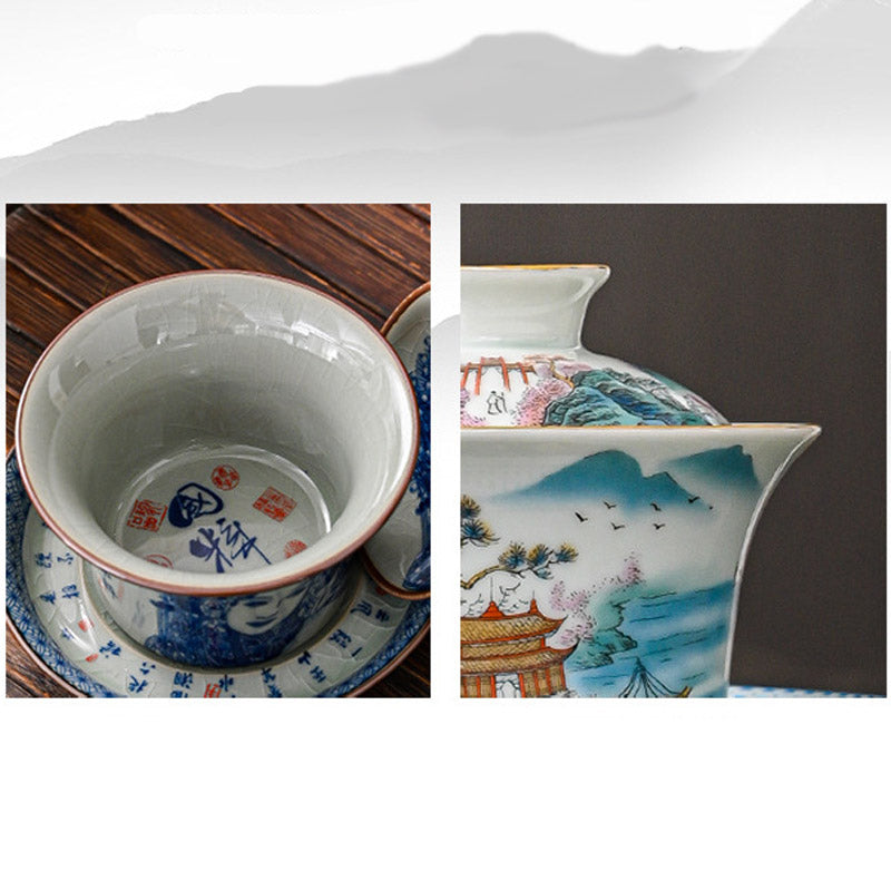 Keramik Jingdezhen Dragon Phoenix Gaiwan Teetasse 170 ml