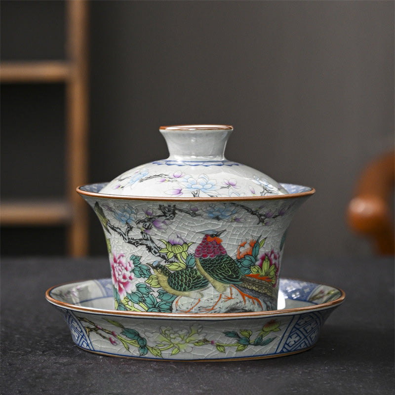 Keramik Jingdezhen Dragon Phoenix Gaiwan Teetasse 170 ml