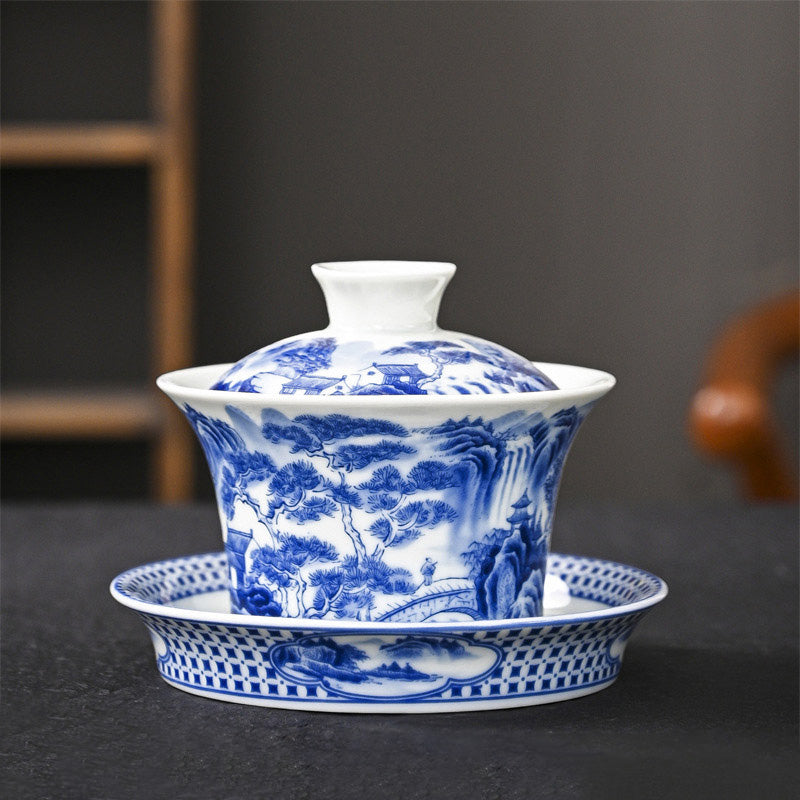 Keramik Jingdezhen Dragon Phoenix Gaiwan Teetasse 170 ml