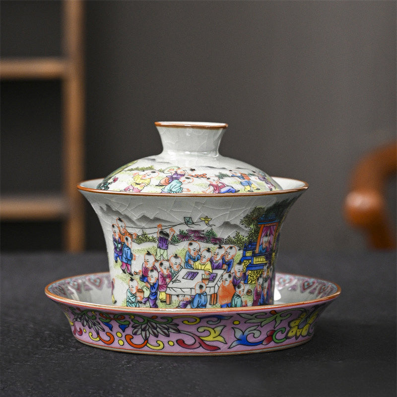 Keramik Jingdezhen Dragon Phoenix Gaiwan Teetasse 170 ml
