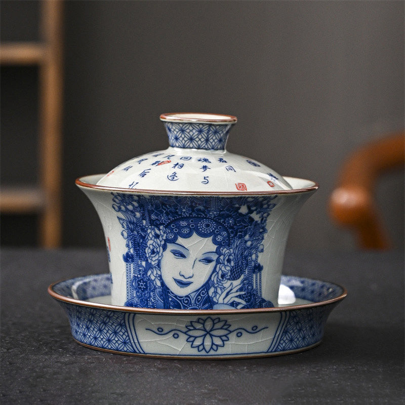 Keramik Jingdezhen Dragon Phoenix Gaiwan Teetasse 170 ml