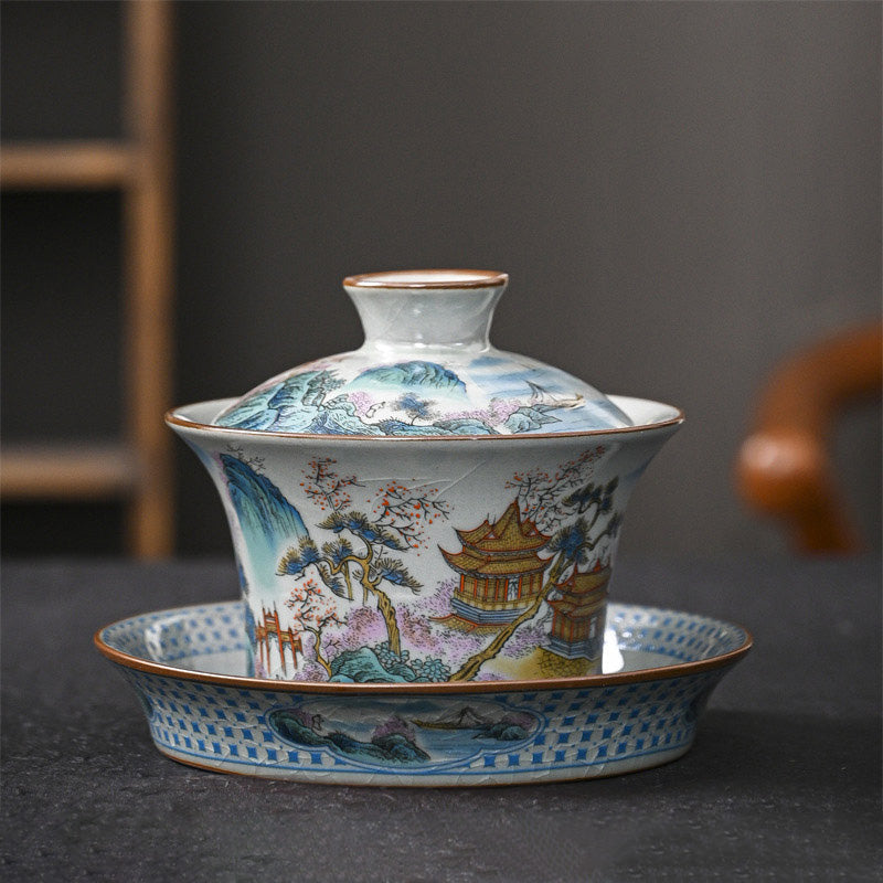Keramik Jingdezhen Dragon Phoenix Gaiwan Teetasse 170 ml