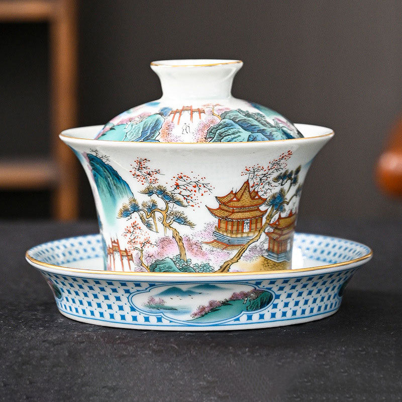 Keramik Jingdezhen Dragon Phoenix Gaiwan Teetasse 170 ml