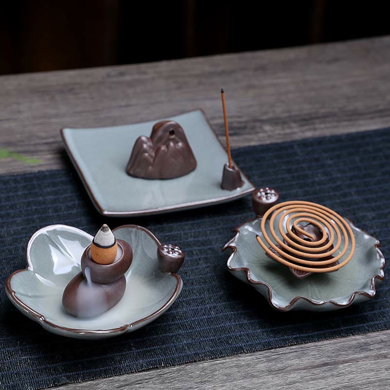 Keramik-Lotus-Rückfluss-Räuchergefäß für Meditation