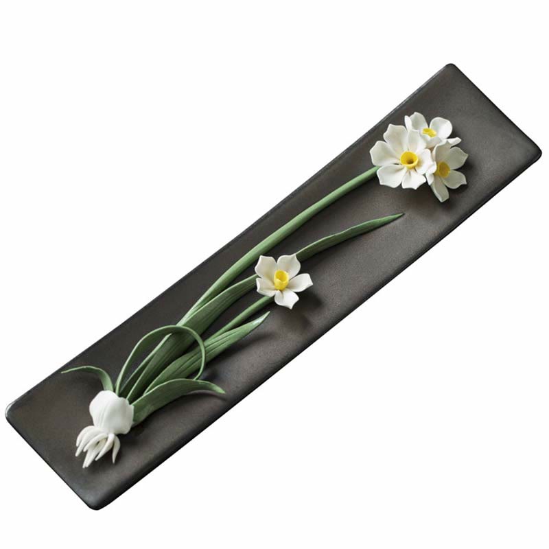 Keramik-Räuchergefäß mit Lotus-Pfingstrosen-Rose, 26 cm, spirituell