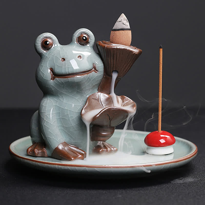 Keramik-Meditationsfrosch-Räuchergefäß für Gelassenheit