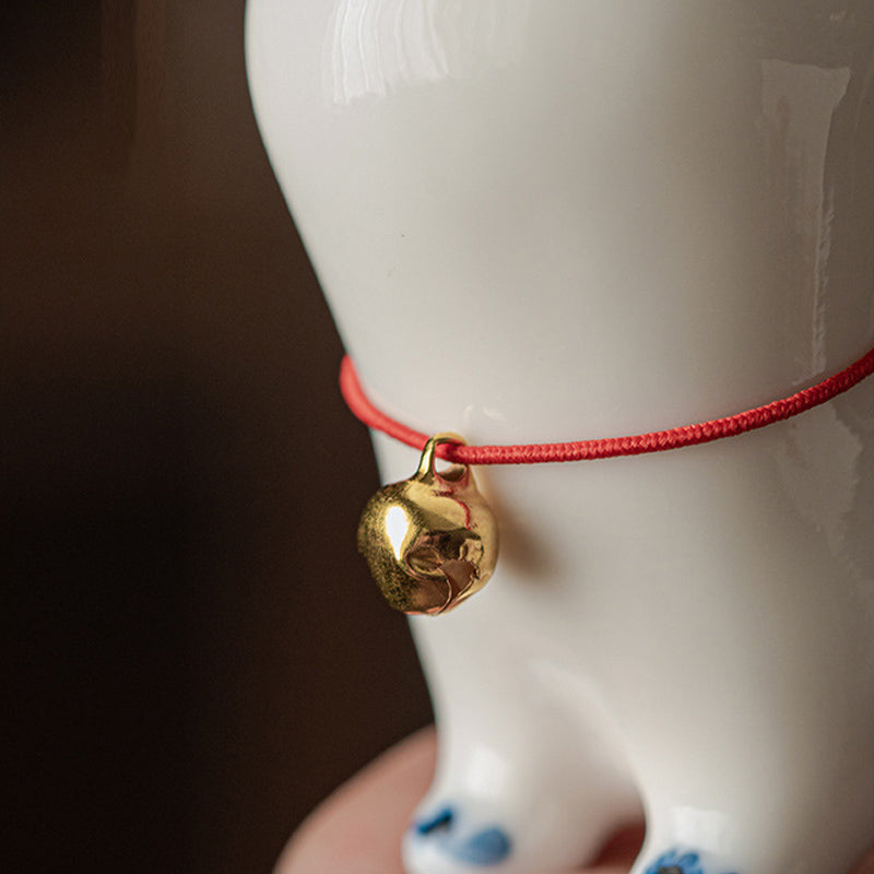 Keramik Mini Glückskatze weiße Teetier Figur