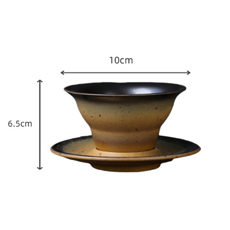 Kaffeetasse mit Untertasse aus Keramik im Planetendesign – Grobe Keramik