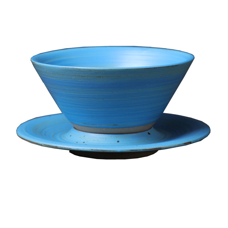 Kaffeetasse mit Untertasse aus Keramik im Planetendesign – Grobe Keramik