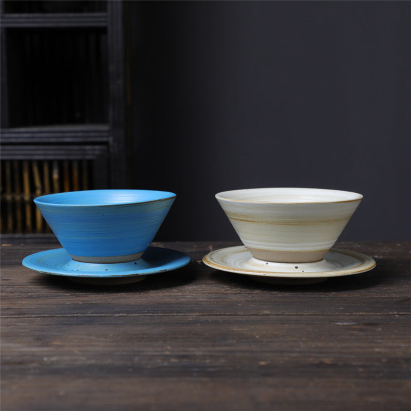 Kaffeetasse mit Untertasse aus Keramik im Planetendesign – Grobe Keramik