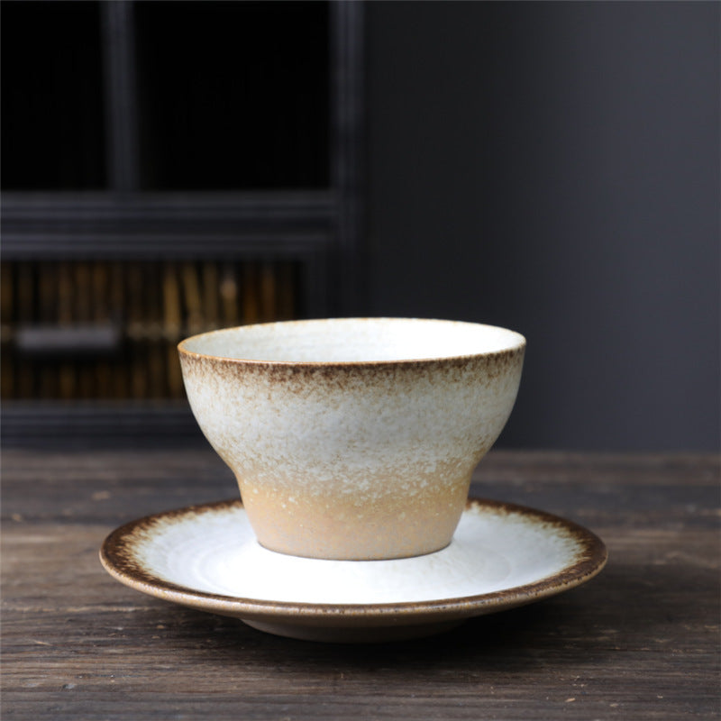 Kaffeetasse mit Untertasse aus Keramik im Planetendesign – Grobe Keramik