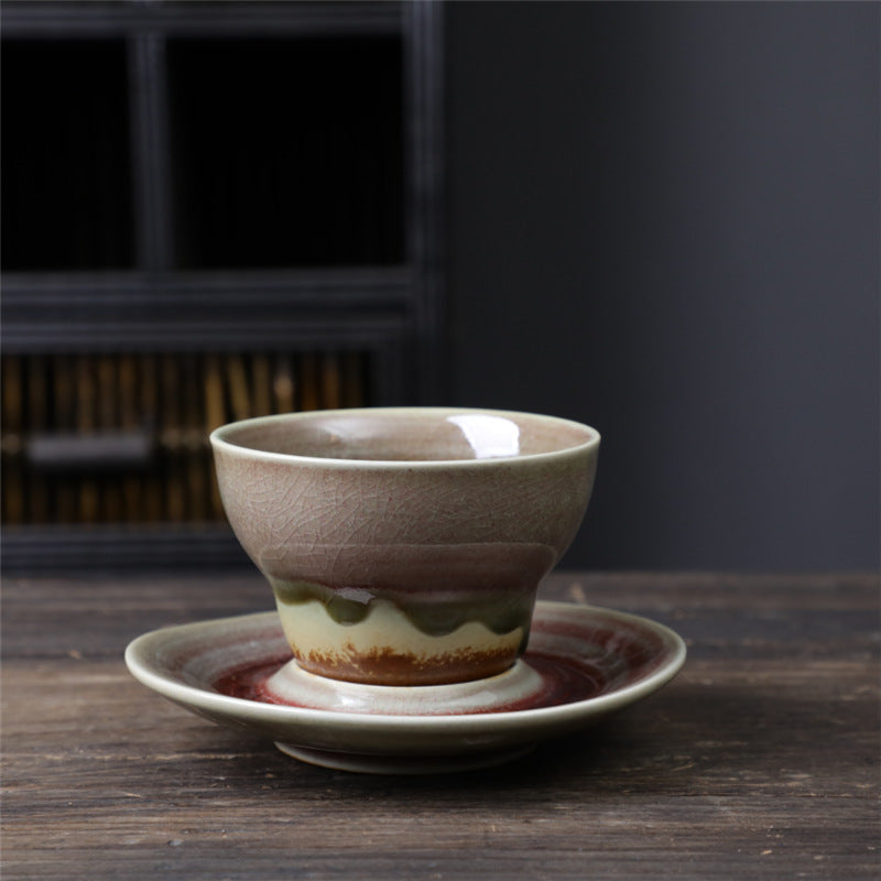 Kaffeetasse mit Untertasse aus Keramik im Planetendesign – Grobe Keramik