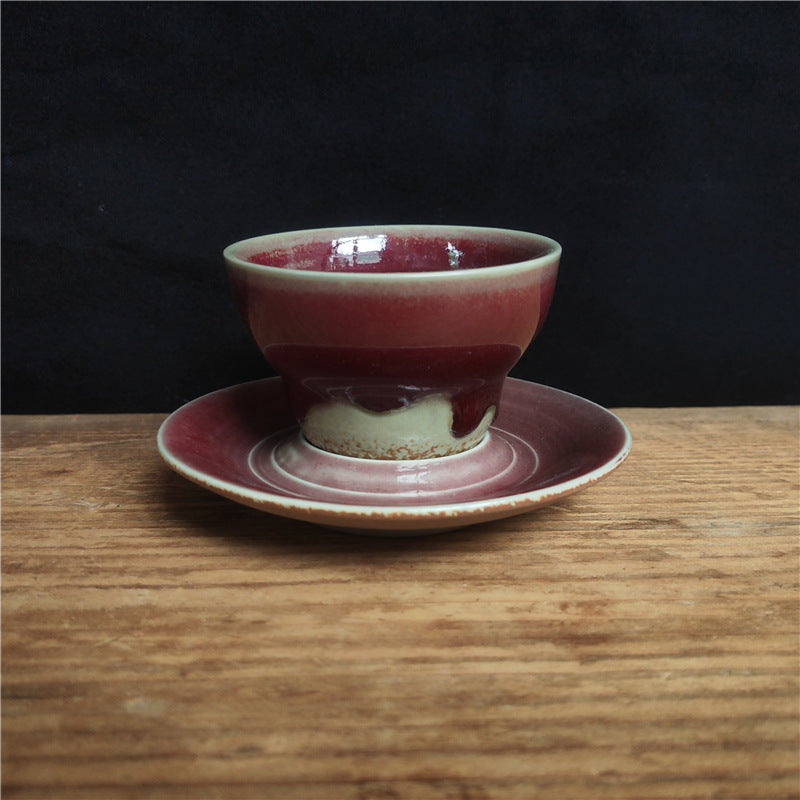 Kaffeetasse mit Untertasse aus Keramik im Planetendesign – Grobe Keramik