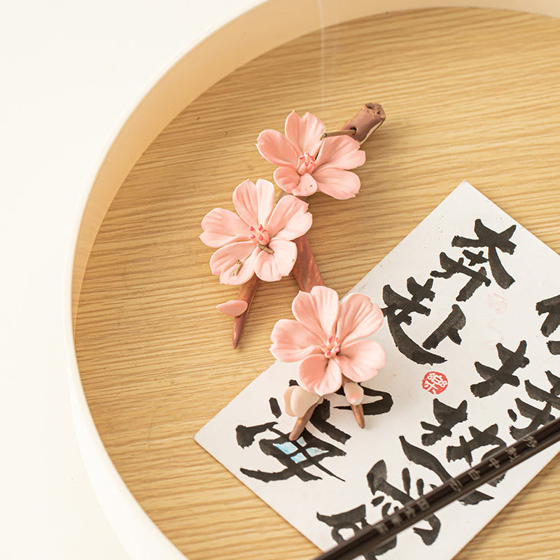 Räuchergefäß aus Keramik mit Pflaumenblütenmotiv, 7,6 cm, für Meditation