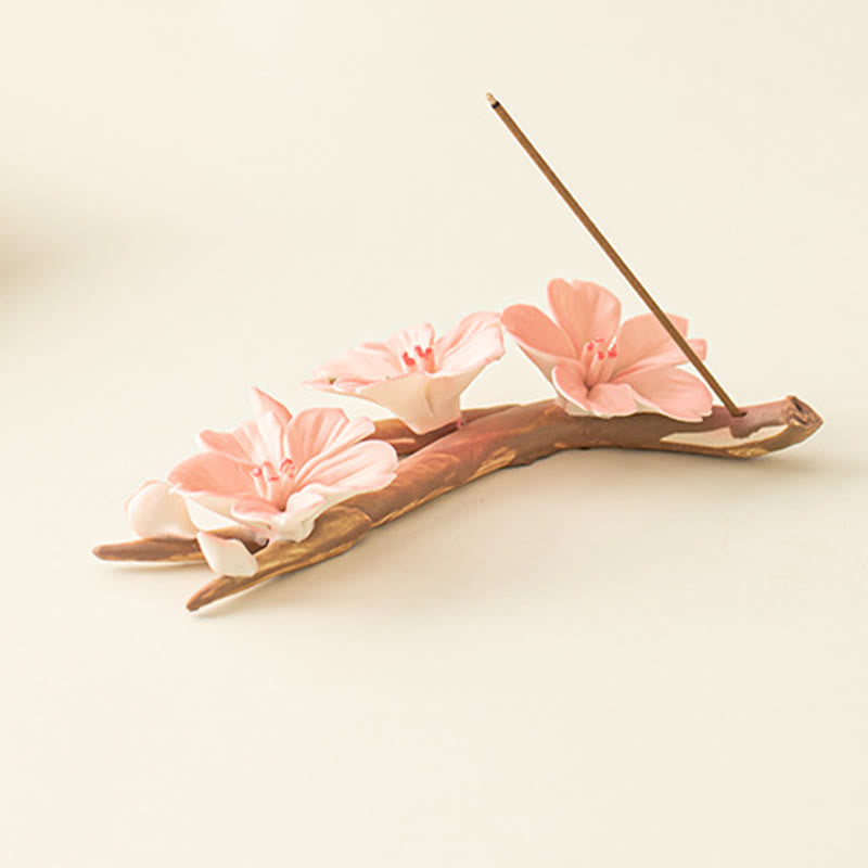 Räuchergefäß aus Keramik mit Pflaumenblütenmotiv, 7,6 cm, für Meditation