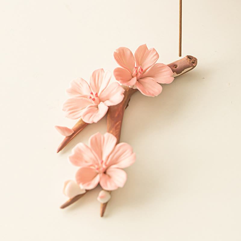 Räuchergefäß aus Keramik mit Pflaumenblütenmotiv, 7,6 cm, für Meditation