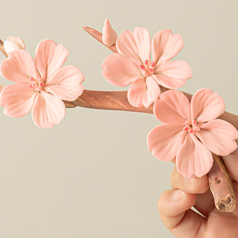 Räuchergefäß aus Keramik mit Pflaumenblütenmotiv, 7,6 cm, für Meditation