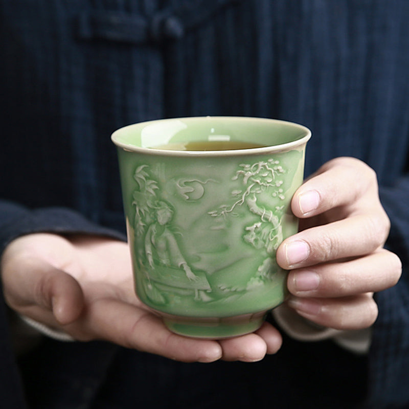 Keramik-Teetasse mit Zen-Landschaftskunst | 130–195 ml Fassungsvermögen