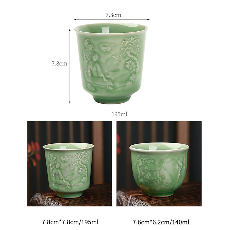 Keramik-Teetasse mit Zen-Landschaftskunst | 130–195 ml Fassungsvermögen