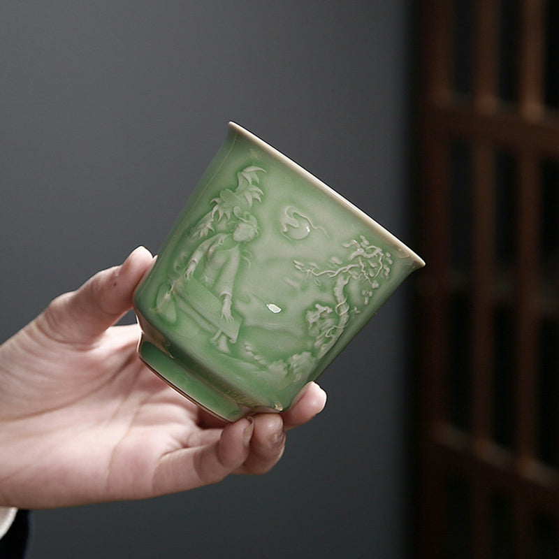 Keramik-Teetasse mit Zen-Landschaftskunst | 130–195 ml Fassungsvermögen