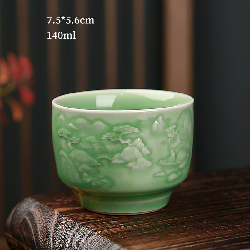 Keramik-Teetasse mit Zen-Landschaftskunst | 130–195 ml Fassungsvermögen