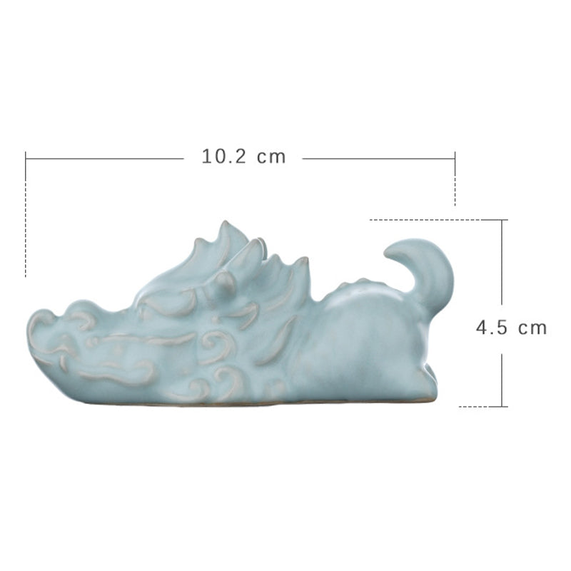 Keramikfigur zum Jahr des Drachen, Glücksbringer, 10,2 cm, Dekor