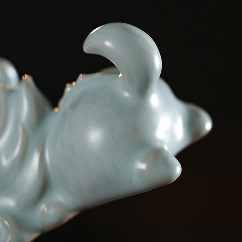 Keramikfigur zum Jahr des Drachen, Glücksbringer, 10,2 cm, Dekor