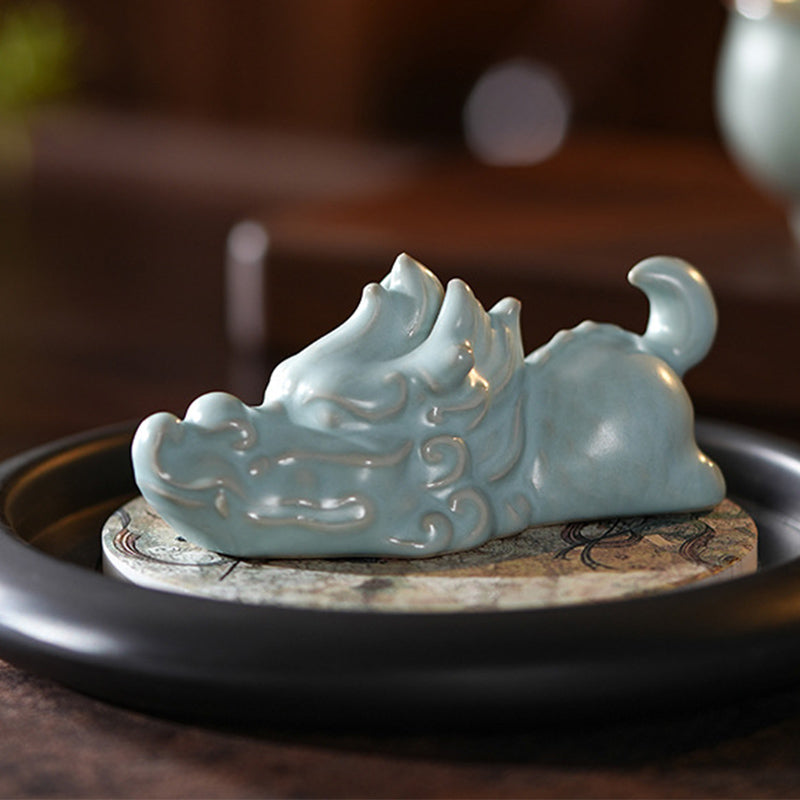 Keramikfigur zum Jahr des Drachen, Glücksbringer, 10,2 cm, Dekor
