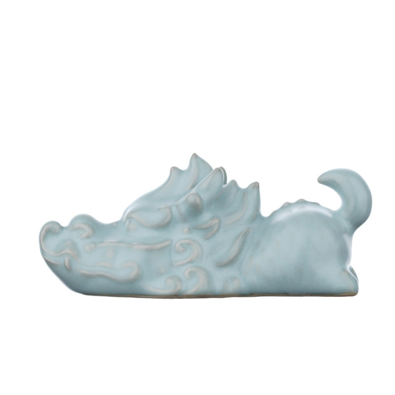 Keramikfigur zum Jahr des Drachen, Glücksbringer, 10,2 cm, Dekor