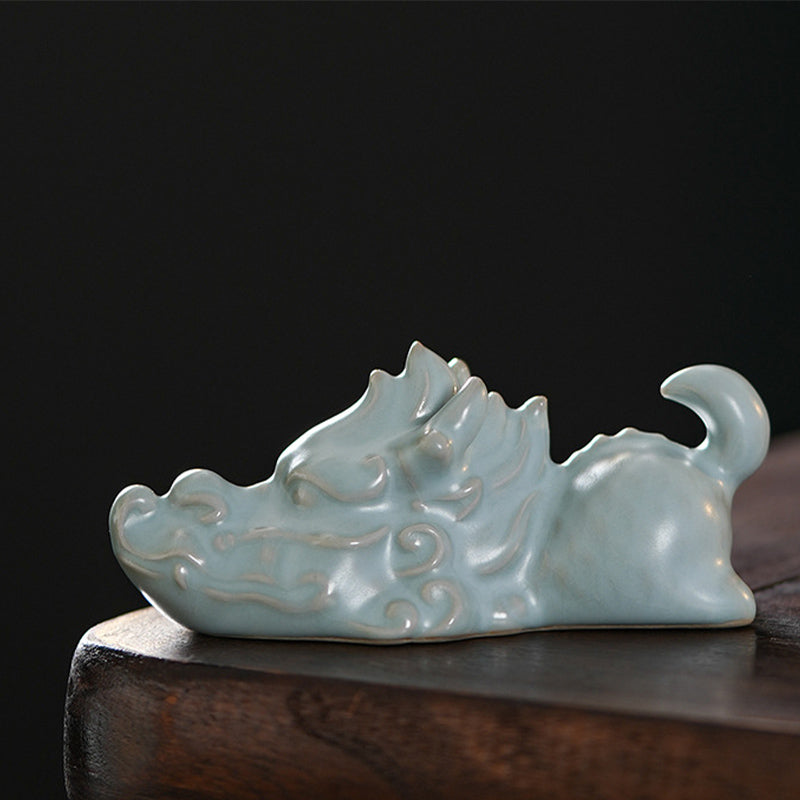 Keramikfigur zum Jahr des Drachen, Glücksbringer, 10,2 cm, Dekor