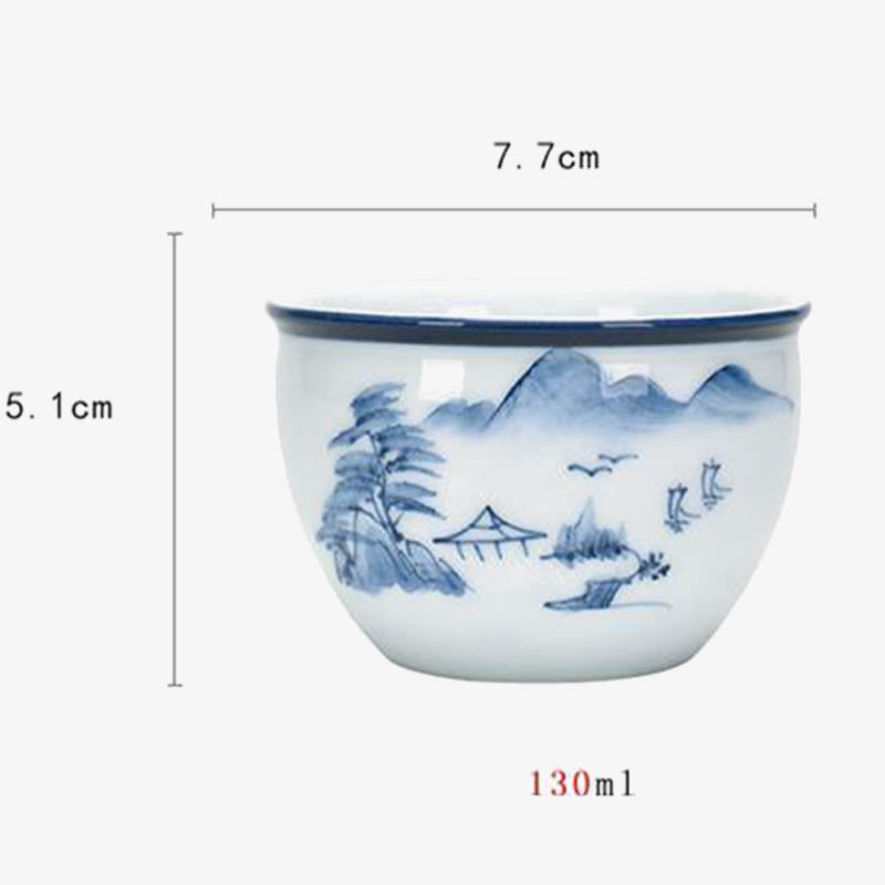 Keramik-Teetasse mit Zen-Meditation, 130 ml, Koi-Fisch und Lotus