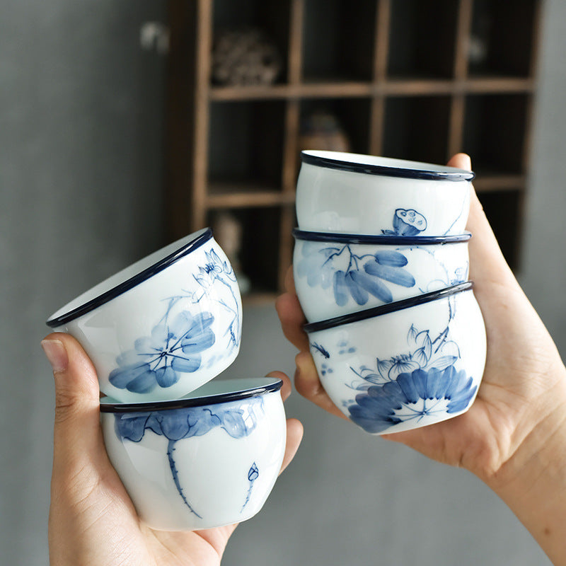Keramik-Teetasse mit Zen-Meditation, 130 ml, Koi-Fisch und Lotus