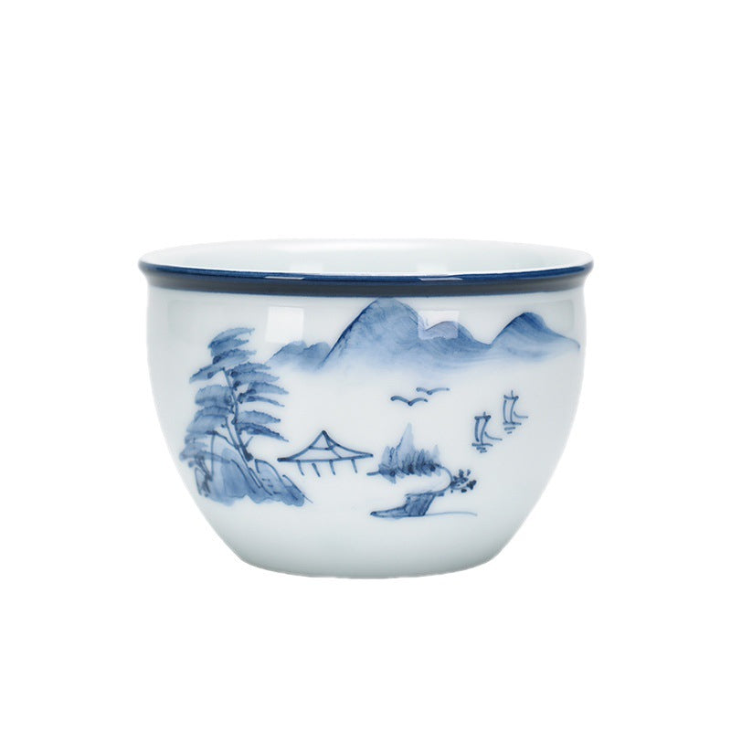 Keramik-Teetasse mit Zen-Meditation, 130 ml, Koi-Fisch und Lotus