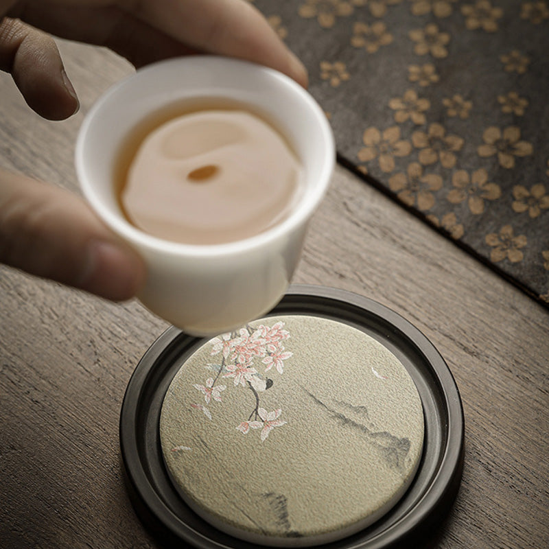 Keramik Zen Teetassenmatte 7,9cm | Natürliches Zen Dekor