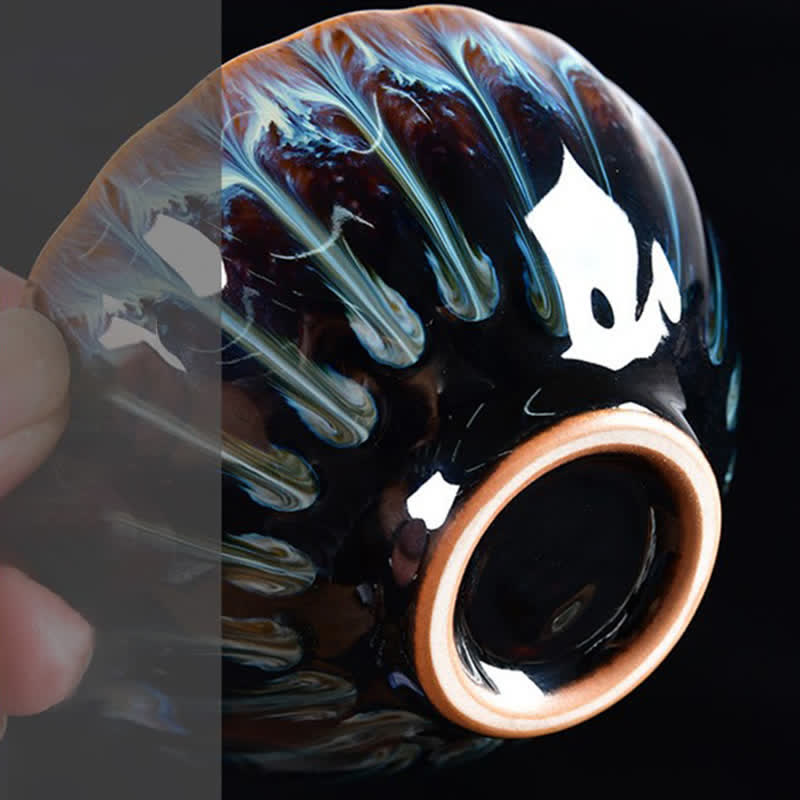 Keramik Zen Teetasse 120ml | Lotus Pfau Drachen Symbolik