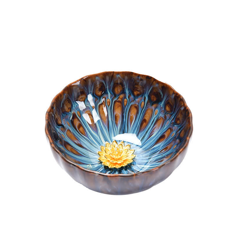 Keramik Zen Teetasse 120ml | Lotus Pfau Drachen Symbolik