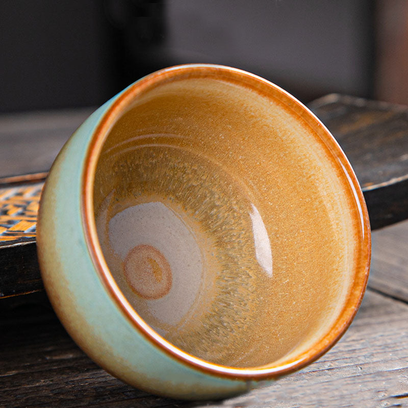 Zen-Teetasse aus Keramik mit Hirsch- und Bergmotiven, 150 ml