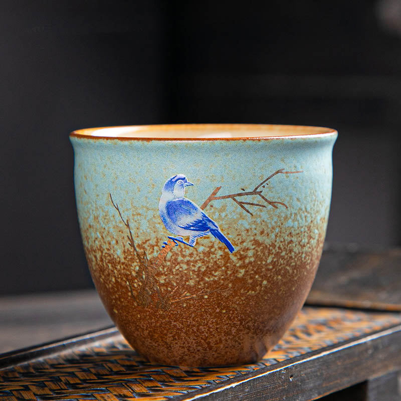 Zen-Teetasse aus Keramik mit Hirsch- und Bergmotiven, 150 ml